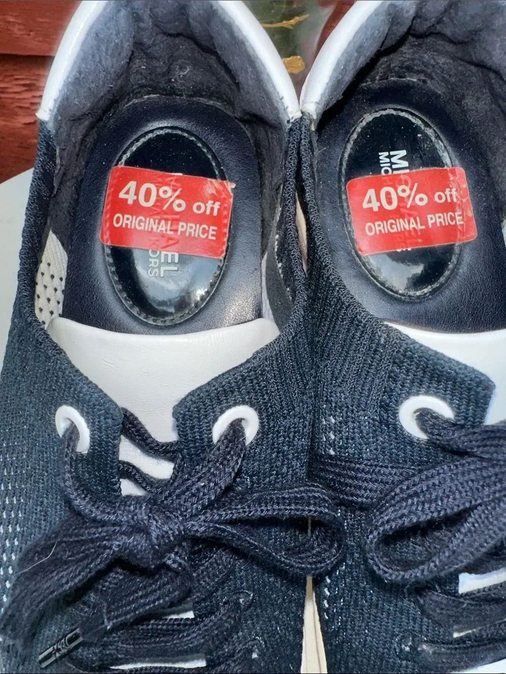 Michael Kors Blue and White Knit Lace-Up Sneakers